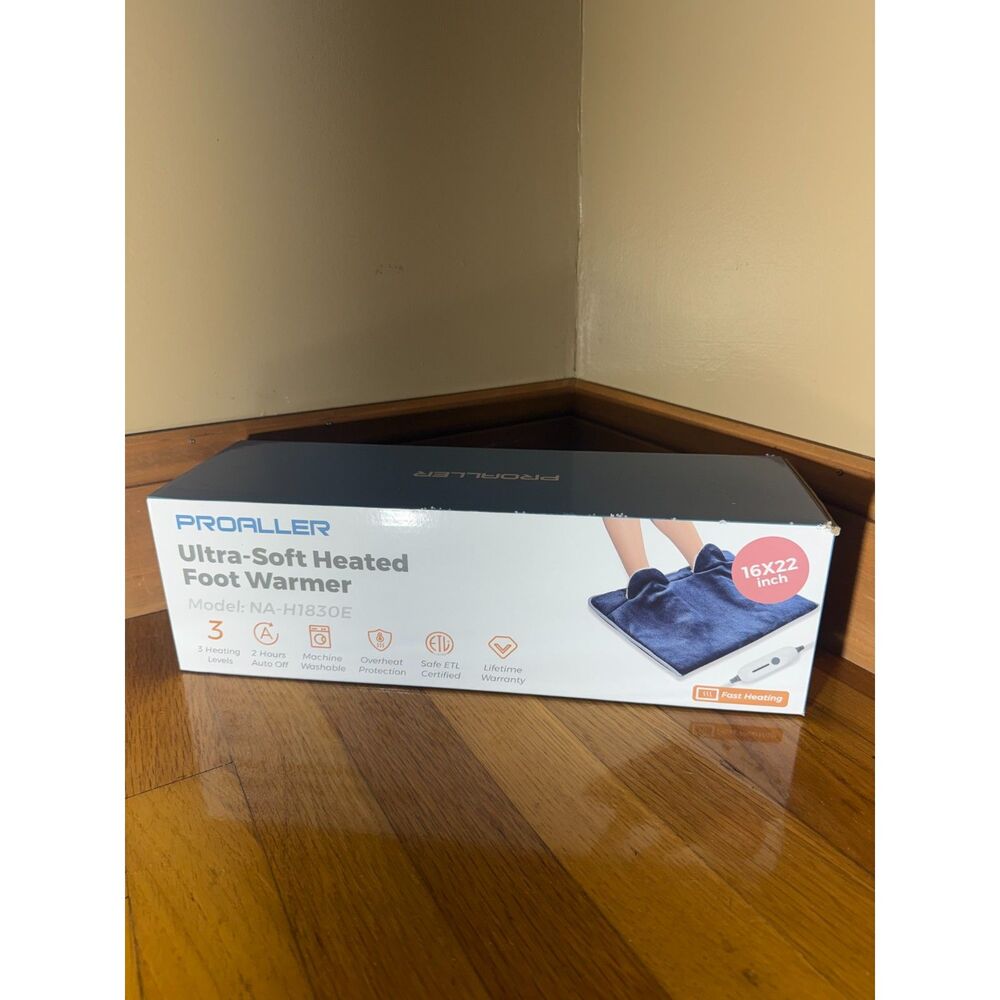 PROALLER Heated Foot Warmer 16x22 Ultra-Soft Flannel 3 Heat Levels NWT